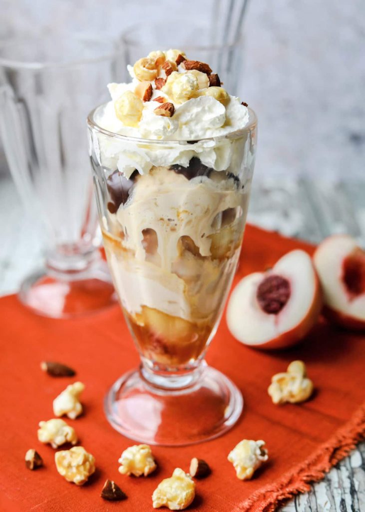 Salted Caramel Peach Ice Cream Sundae - Farmersgirl Kitchen